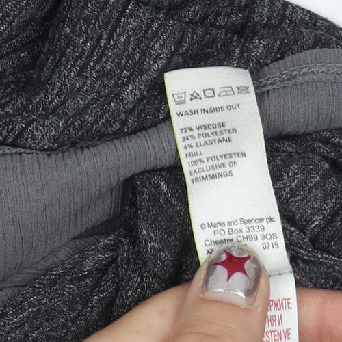 Marks and Spencer Women’s Grey Tunic Blouse Size 8 Long Sleeve Frill Hem