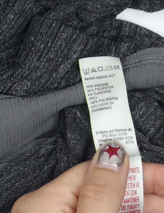 Marks and Spencer Women’s Grey Tunic Blouse Size 8 Long Sleeve Frill Hem