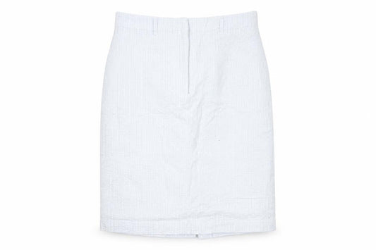 Front view of Emreco women’s white, size UK 12, pencil skirt knee length cotton