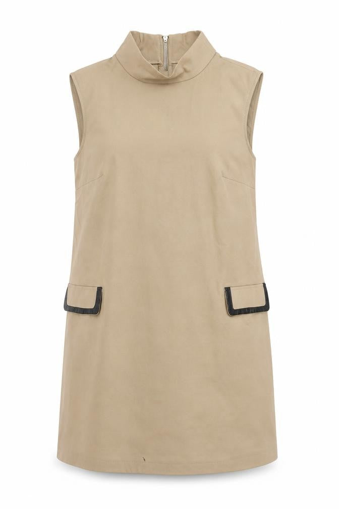 Mango Womens Beige Shift Dress Size 12 Sleeveless Workwear
