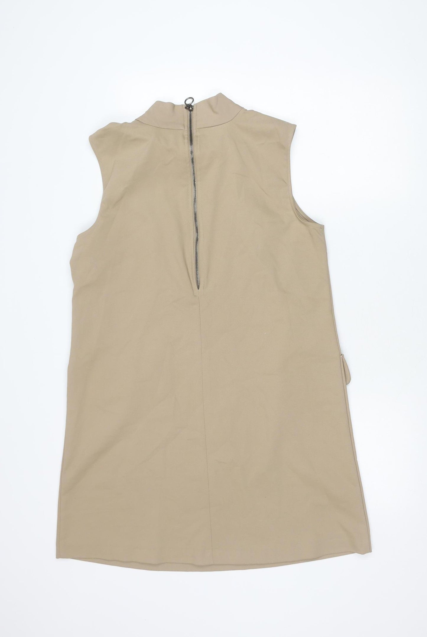 Mango Womens Beige Shift Dress Size 12 Sleeveless Workwear