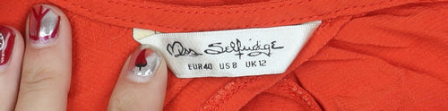 Miss Selfridge Women’s Red Skater Dress Size 12 Puff Sleeve Cut Out