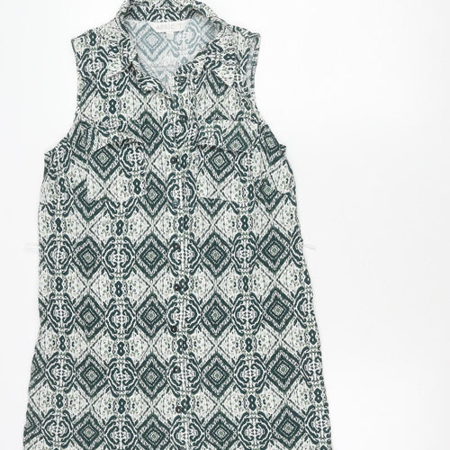 Apricot Women's Green Geometric Shift Dress Size 8 Sleeveless