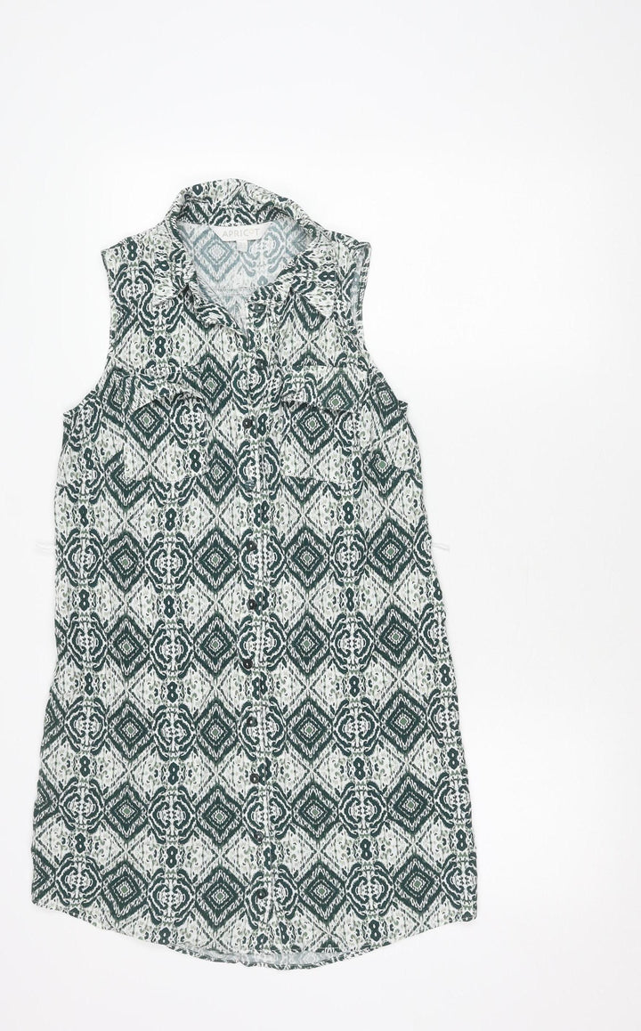 Apricot Women's Green Geometric Shift Dress Size 8 Sleeveless