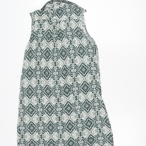 Apricot Women's Green Geometric Shift Dress Size 8 Sleeveless