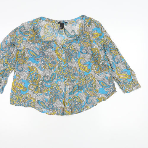 H&M Women’s Multicoloured Paisley Cotton Tunic Blouse Size 8
