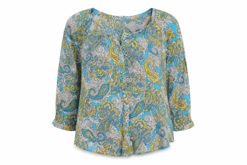 H&M Women’s Multicoloured Paisley Cotton Tunic Blouse Size 8