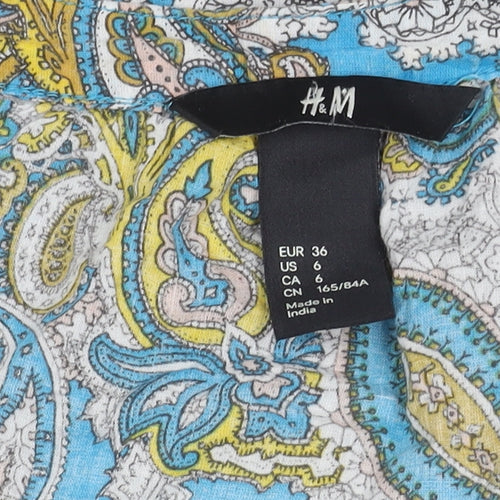 H&M Women’s Multicoloured Paisley Cotton Tunic Blouse Size 8
