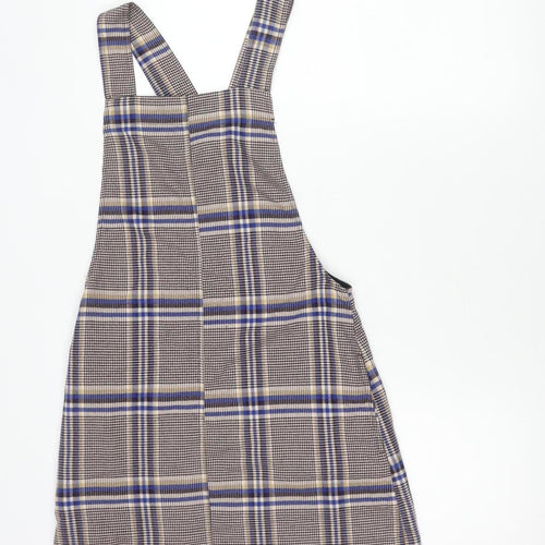 Bershka Women’s Multicoloured XS Plaid Pinafore Dress