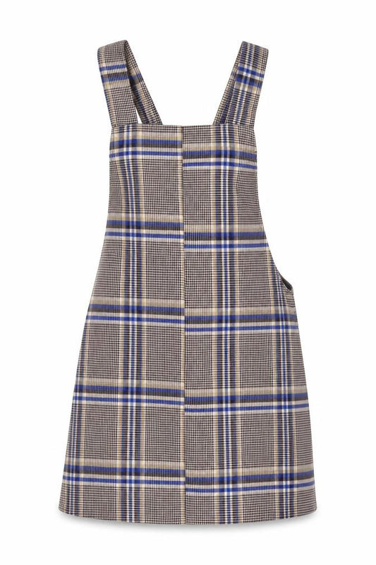 Front view of Bershka Women’s Multicoloured XS Plaid Pinafore Dress