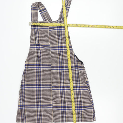 Bershka Women’s Multicoloured XS Plaid Pinafore Dress