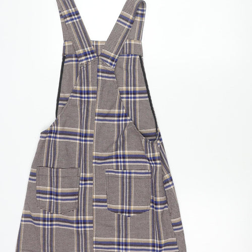 Bershka Women’s Multicoloured XS Plaid Pinafore Dress