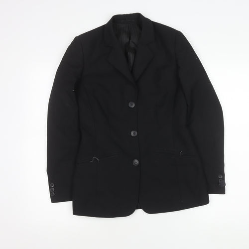 Clubclass Womens Black Wool Blend Suit Jacket UK 6 Workwear Blazer