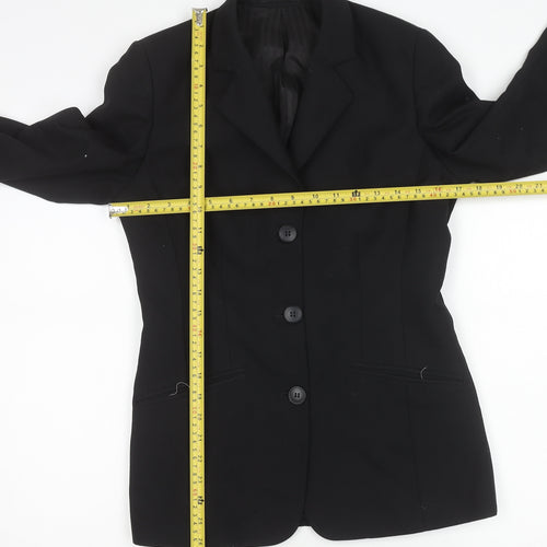 Clubclass Womens Black Wool Blend Suit Jacket UK 6 Workwear Blazer