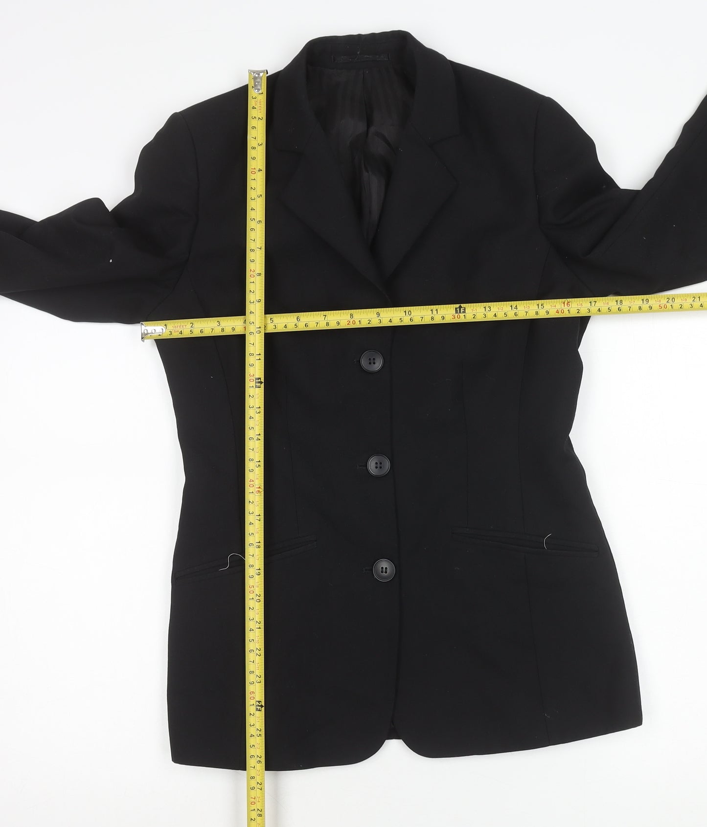 Clubclass Womens Black Wool Blend Suit Jacket UK 6 Workwear Blazer