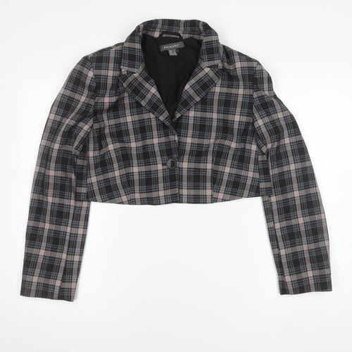 Primark Womens Multicoloured Plaid Cropped Suit Jacket Size 14