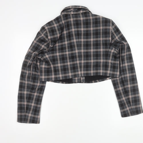 Primark Womens Multicoloured Plaid Cropped Suit Jacket Size 14