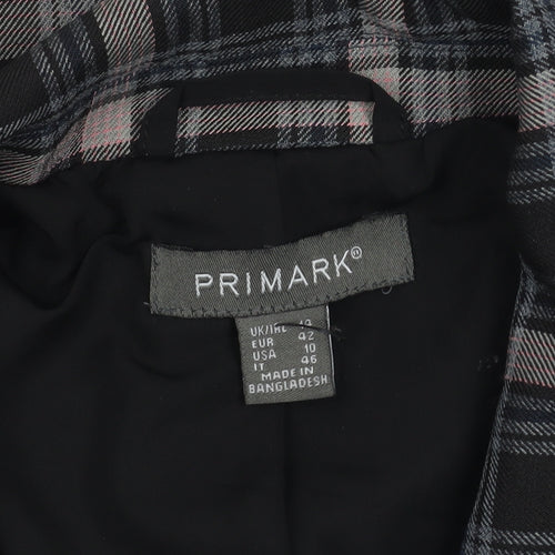 Primark Womens Multicoloured Plaid Cropped Suit Jacket Size 14