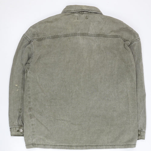 PrettyLittleThing Womens Green Cotton Jacket Size 8 Button Pockets