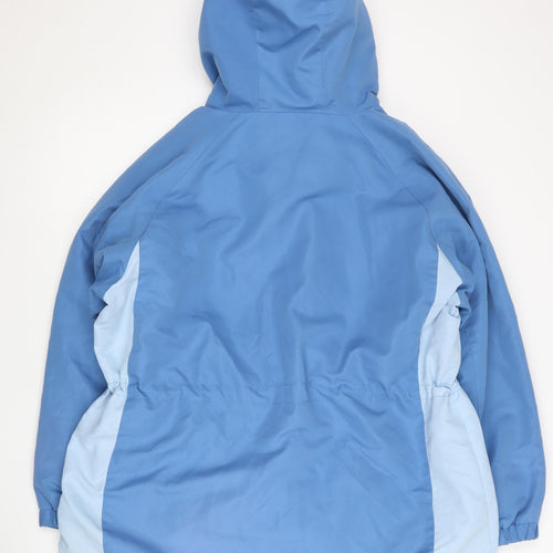Bm Women’s Blue Hooded Parka Jacket Size L Polyester Winter Coat