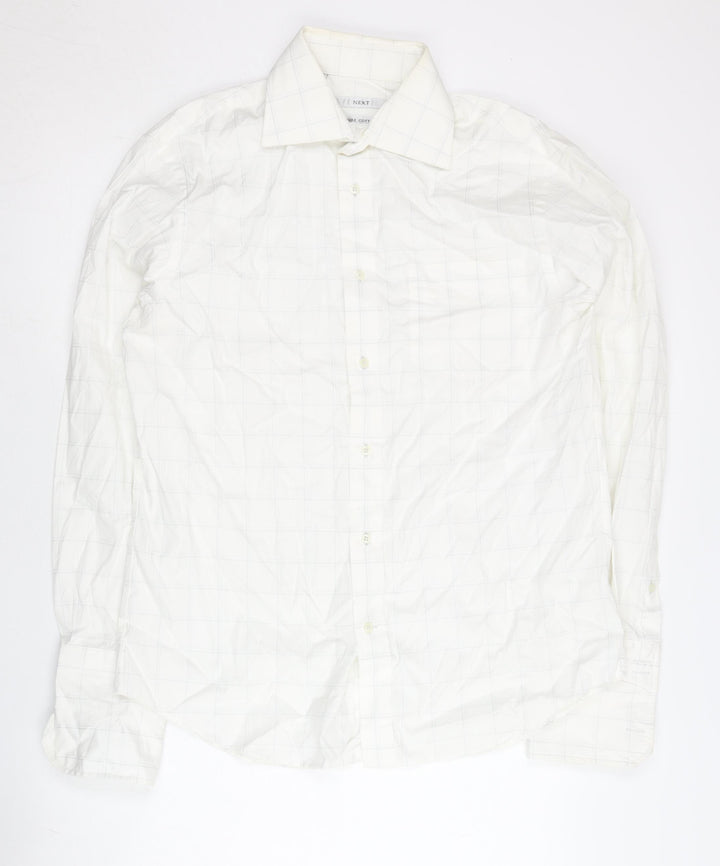 Next Men’s White Check 100% Cotton Dress Shirt 15.5in 39cm