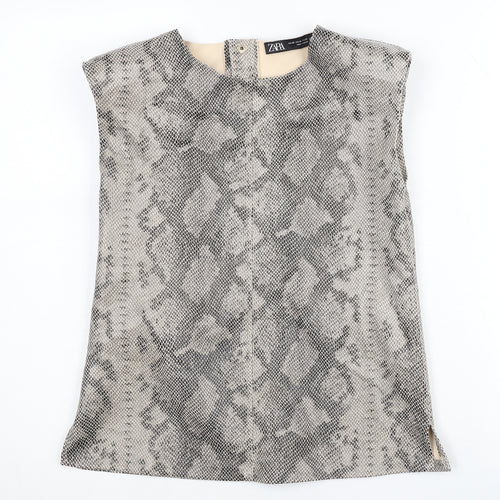 Zara Women’s Grey Animal Print Sleeveless Blouse XS