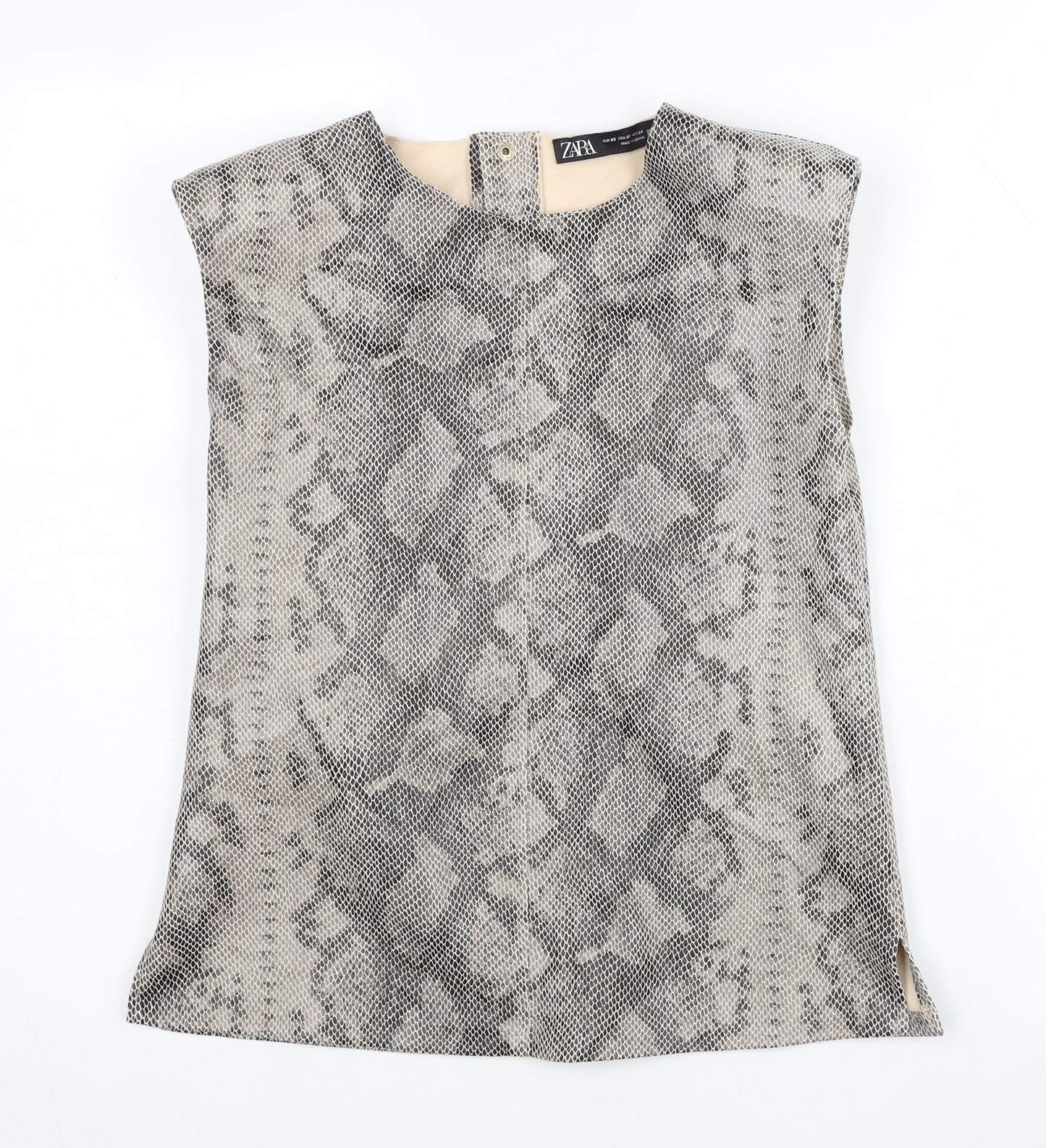 Zara Women’s Grey Animal Print Sleeveless Blouse XS