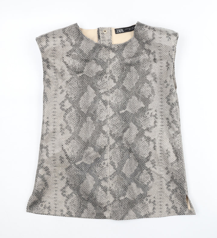 Zara Women’s Grey Animal Print Sleeveless Blouse XS