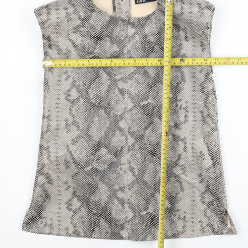 Zara Women’s Grey Animal Print Sleeveless Blouse XS