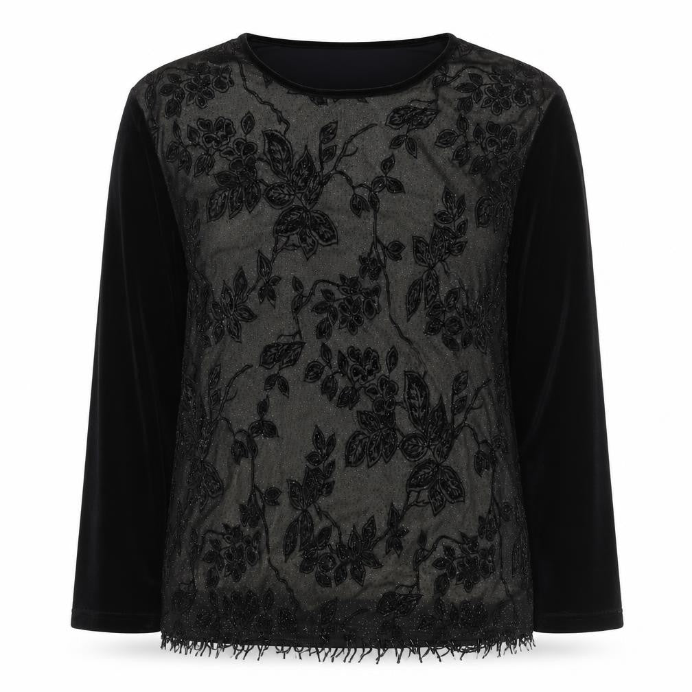Notations Womens Black Velvet Floral Embroidered Cape L Party Evening
