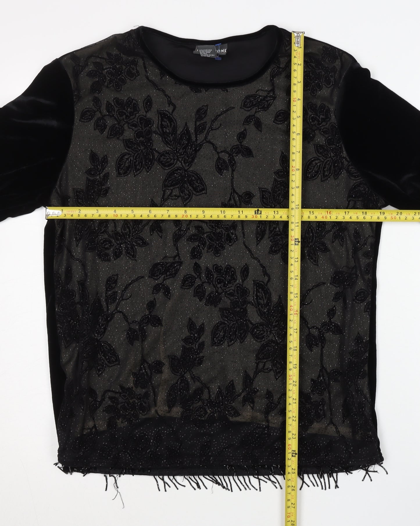 Notations Womens Black Velvet Floral Embroidered Cape L Party Evening