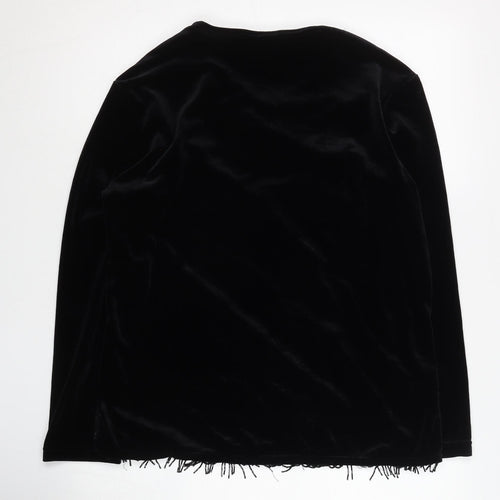 Notations Womens Black Velvet Floral Embroidered Cape L Party Evening