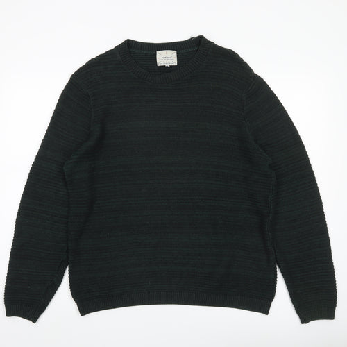 Topman Men’s Green Cotton Blend Pullover Jumper Size L Crew Neck