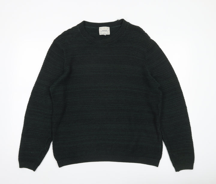 Topman Men’s Green Cotton Blend Pullover Jumper Size L Crew Neck