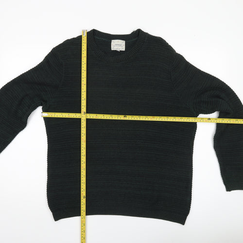 Topman Men’s Green Cotton Blend Pullover Jumper Size L Crew Neck