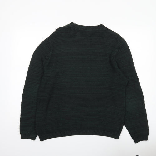 Topman Men’s Green Cotton Blend Pullover Jumper Size L Crew Neck