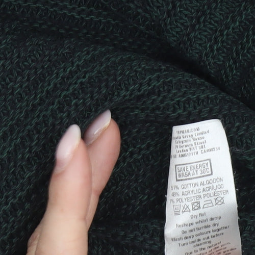 Topman Men’s Green Cotton Blend Pullover Jumper Size L Crew Neck