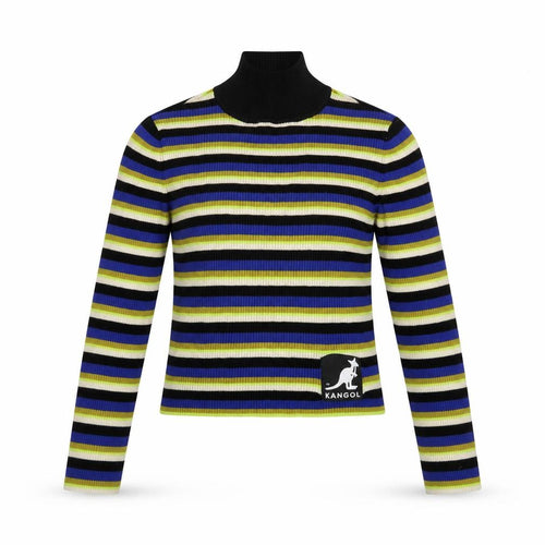 Kangol x H&M Womens Multicoloured Stripe Mock Neck Knit Jumper Size S