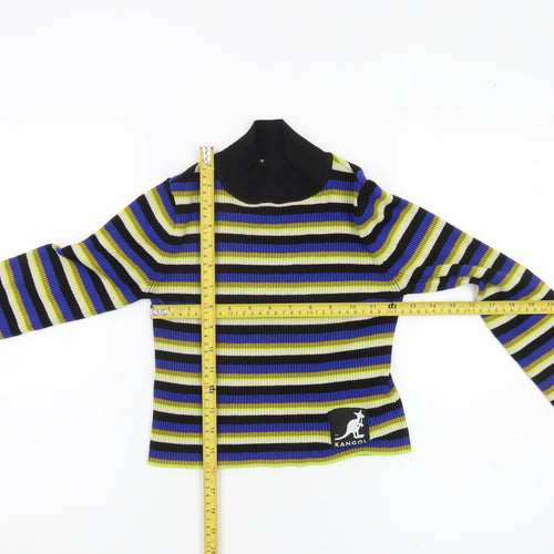Kangol x H&M Womens Multicoloured Stripe Mock Neck Knit Jumper Size S