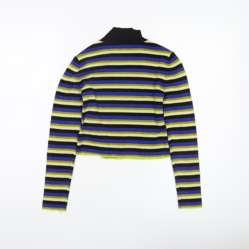 Kangol x H&M Womens Multicoloured Stripe Mock Neck Knit Jumper Size S