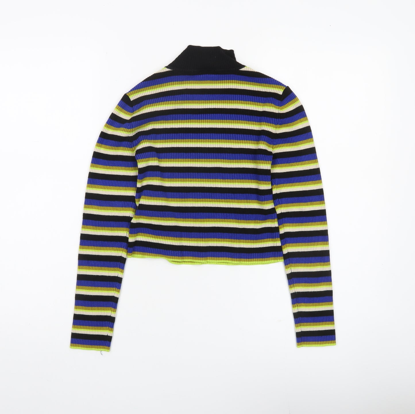 Kangol x H&M Womens Multicoloured Stripe Mock Neck Knit Jumper Size S