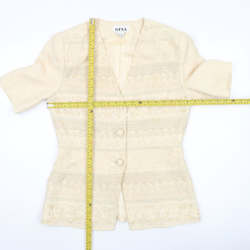 Gina Tricot Women’s Beige Short Sleeve Jacquard Suit Jacket Size 12