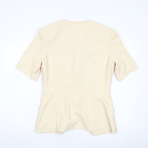 Gina Tricot Women’s Beige Short Sleeve Jacquard Suit Jacket Size 12