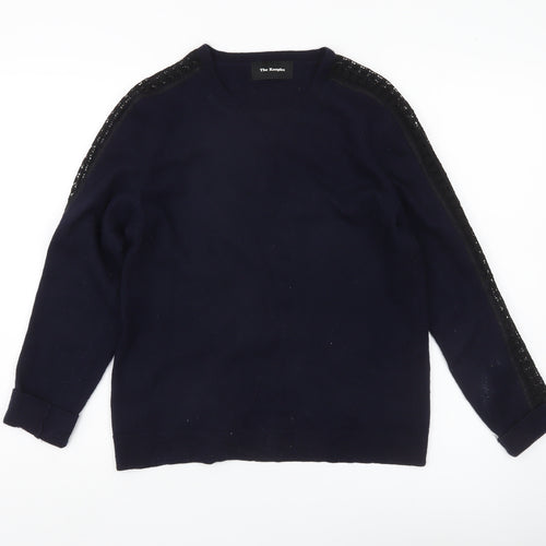The Kooples Womens Blue Wool Cashmere Lace Pullover XS