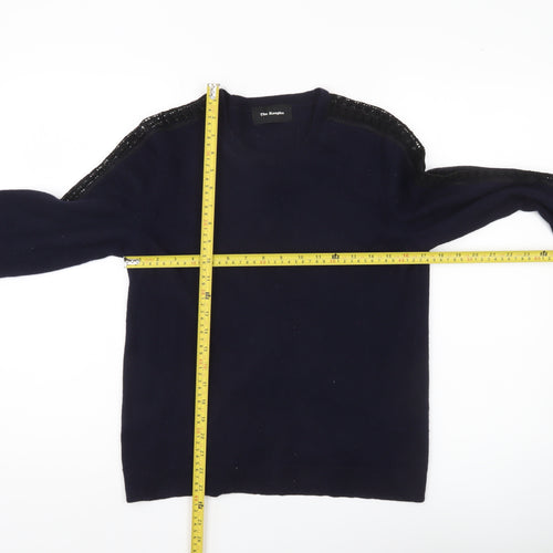 The Kooples Womens Blue Wool Cashmere Lace Pullover XS