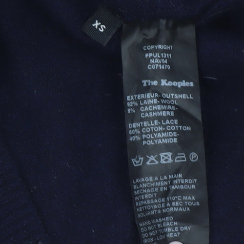 The Kooples Womens Blue Wool Cashmere Lace Pullover XS