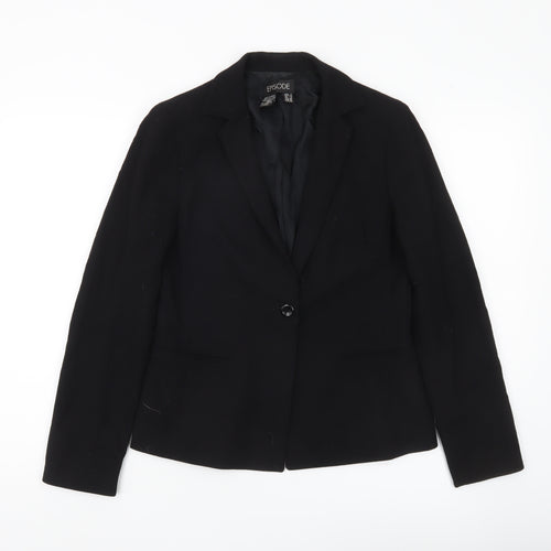 Episode Womens Black Wool Suit Jacket UK 6 Classic Workwear Blazer