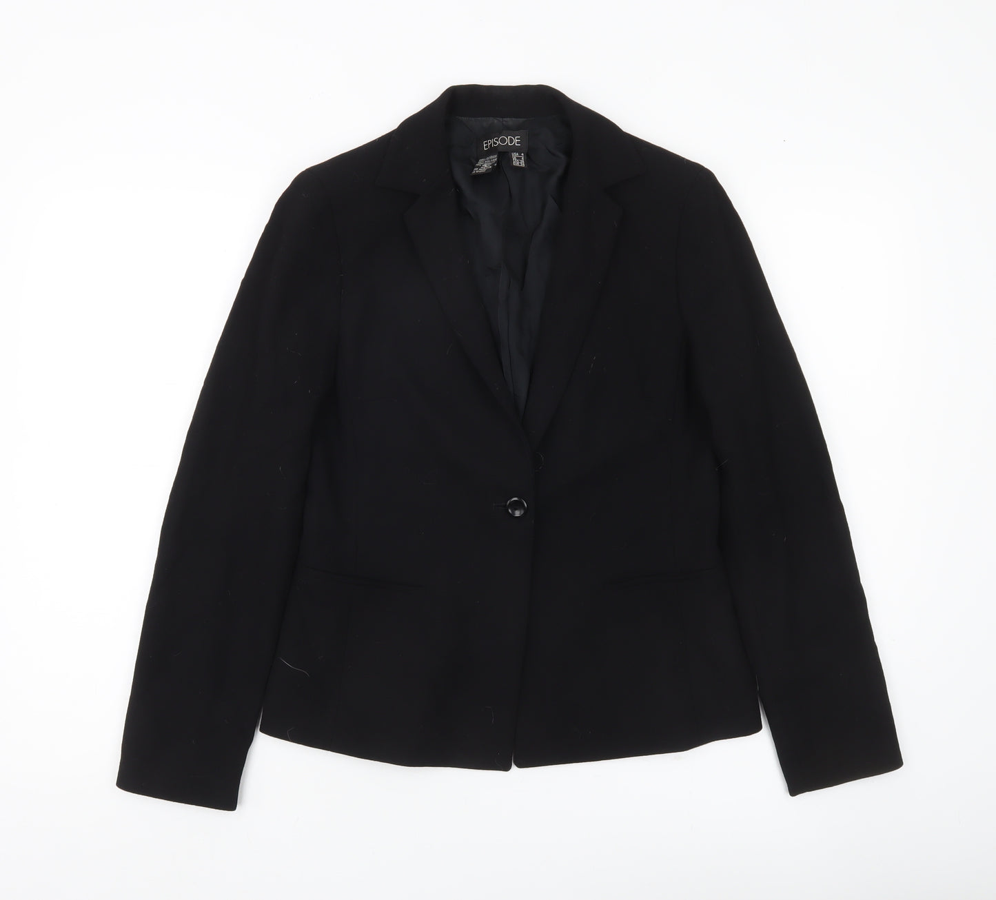 Episode Womens Black Wool Suit Jacket UK 6 Classic Workwear Blazer