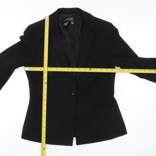Episode Womens Black Wool Suit Jacket UK 6 Classic Workwear Blazer