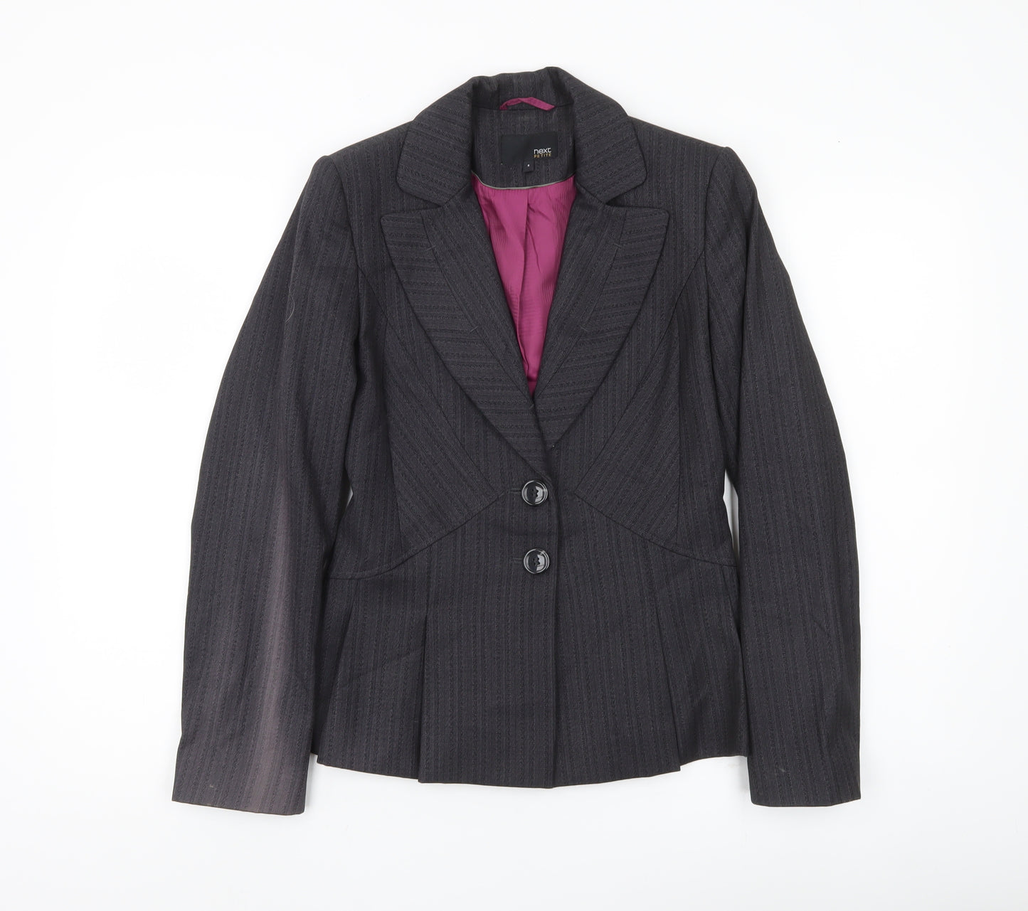 Next Women’s Grey Pinstripe Suit Jacket Size 8 Petite Tailored Formal